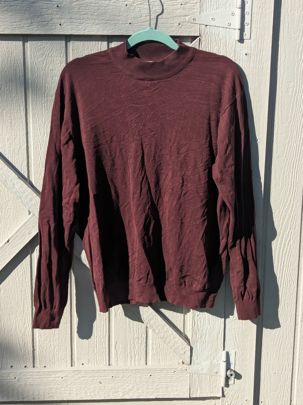 Pronto Uomo Vintage Mock Neck Silk Blend Sweater Burgundy